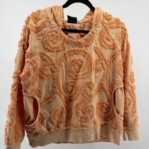 Produce Company Textured Orange Hoody Pullover, Women's Size M